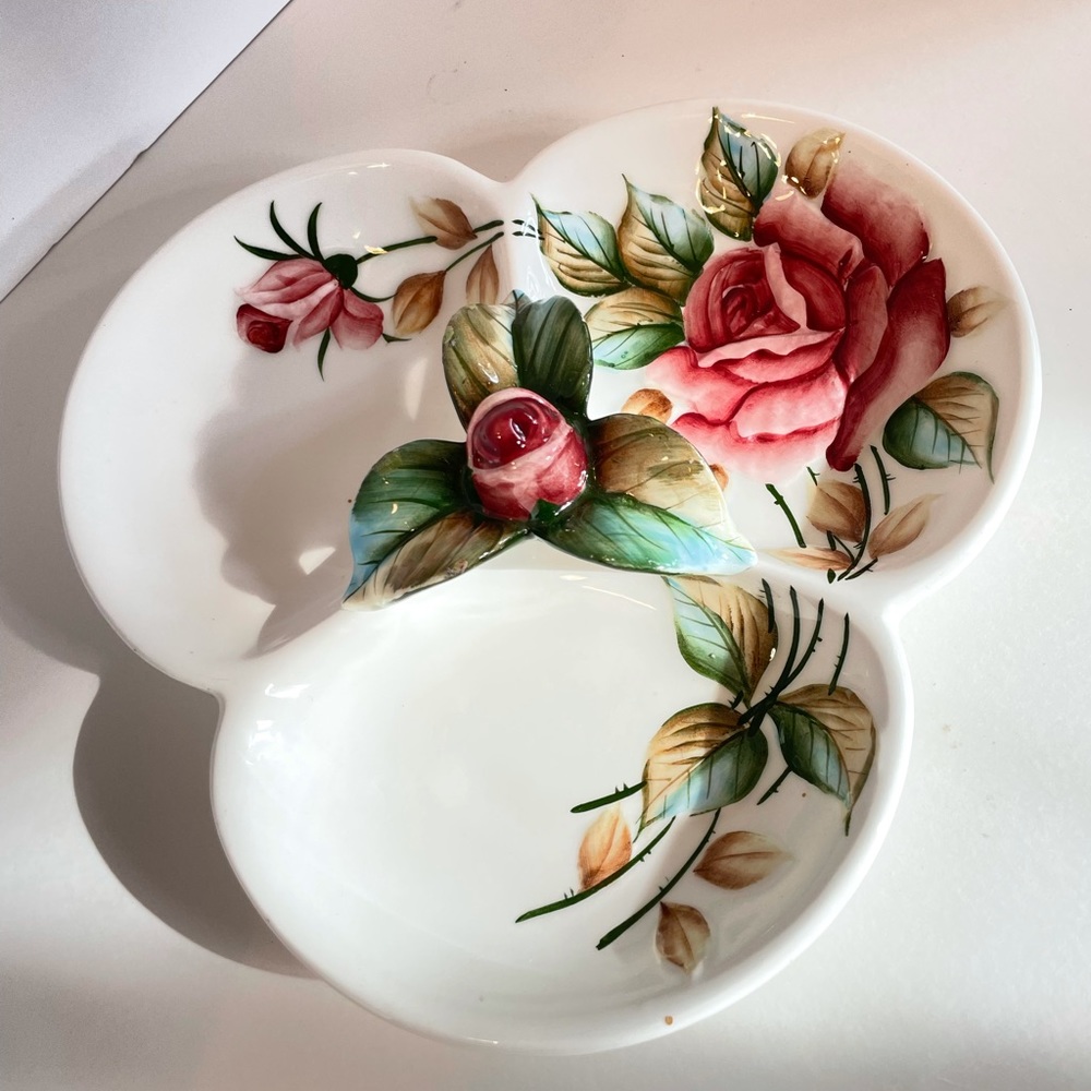 Lefton Americana Rose Serving Dish Vintage 50’s